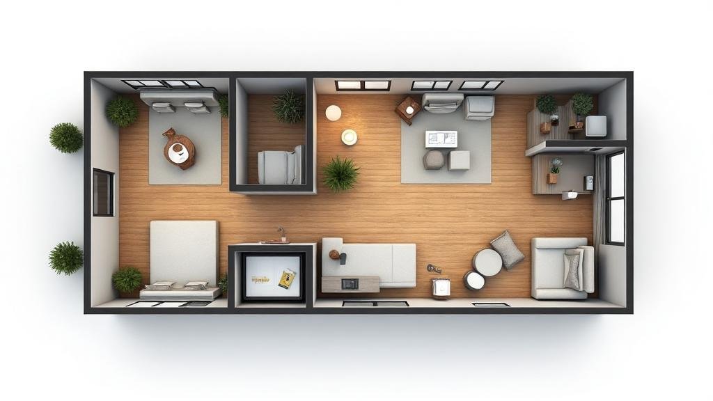 Ejemplo de casa contenedor de 120 m²
