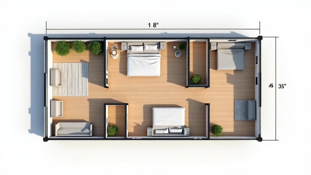 Ejemplo de casa contenedor de 100 m²